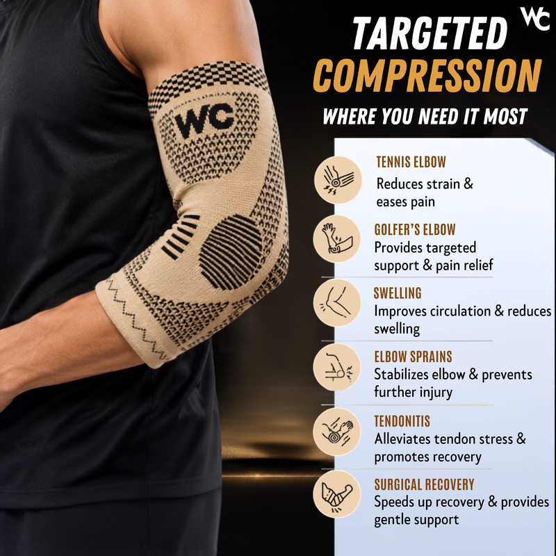 Wonder Care Elbow Compression Sleeve for Joint Pain Relief ,Support Brace for Tendonitis, Golfer's Tennis Elbow Pain For Men and Women (XL) (Pair)