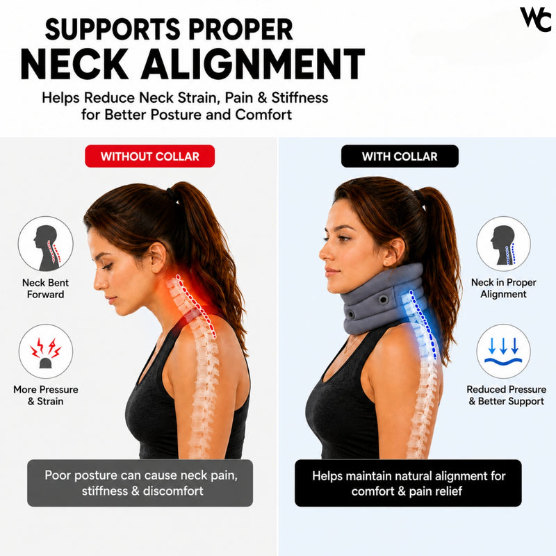 Wonder Care Soft Neck Brace Cervical Collar, Adjustable Collar Neck Support Brace for Sleeping, Neck Brace for Neck Pain and Support for Women & Men, Breathable Material for Home Office Travel