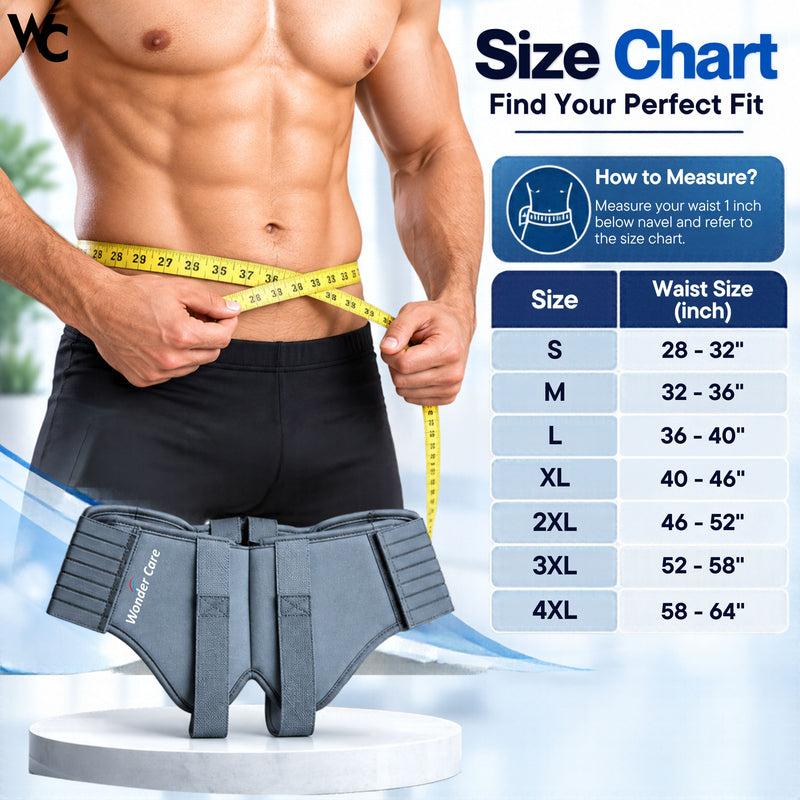 Wonder Care- Grey Hernia belt for men Truss Brace with one removable compression pad