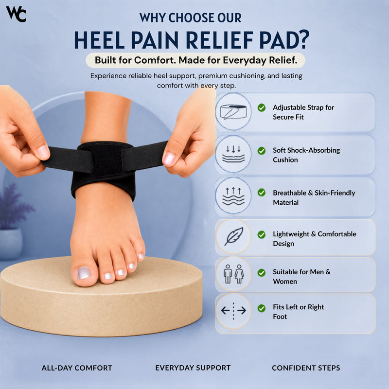 Wonder Care Heel Pads for Heel Pain Relief | Silicone Gel Heel Protector for Women & Men | Shoe Heel Cushion for Plantar Fasciitis, Shoe Bite Protection, Arch Support, Foot Comfort | 1 Pair