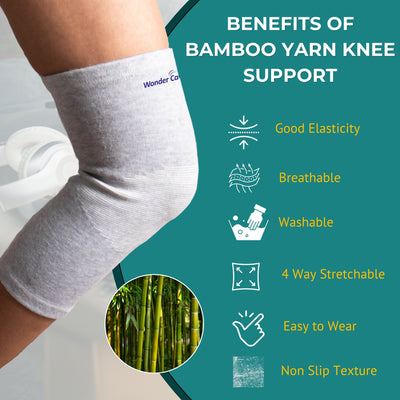 BUY 1 Get 1 FREE Wonder Care bamboo knee compression sleeve for Men and women; copper fit knee sleeve for running, volleyball, gym weightlifting bamboo knee brace made from bamboo yarn
