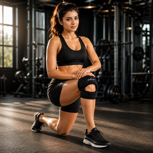 Adjustable Knee Neoprene Blend Brace For Pain, Patella, Strap For Workout, Sports, Arthritis, Acl, Mcl, Meniscus Tear Patellar Tendon Support Men & Women Free Size (Blue/Black)