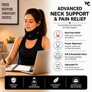 Wonder Care Soft Neck Brace Cervical Collar, Adjustable Collar Neck Support Brace for Sleeping, Neck Brace for Neck Pain and Support for Women & Men, Breathable Material for Home Office Travel
