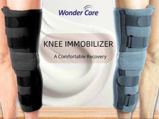 Wonder Care Knee Immobilizer Cotton Brace Support Dislocation Injuries Ligament Tear Wrap around Stabilizer Splint For Men & Women