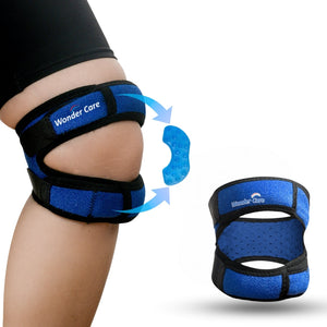 BUY 1 Get 1 FREE Adjustable Knee Neoprene Blend Brace For Pain, Patella, Strap For Workout, Sports, Arthritis, Acl, Mcl, Meniscus Tear Patellar Tendon Support Men & Women Free Size (Blue/Black)