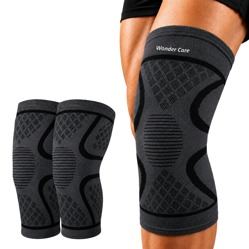 Black Bamboo Knee Sleeves for Men/Women, Knee Support for Running, Gym, Badminton, Sports, Compression Knee Sleeves | Perfect Knee Brace for Knee Pain and Enhanced Comfort