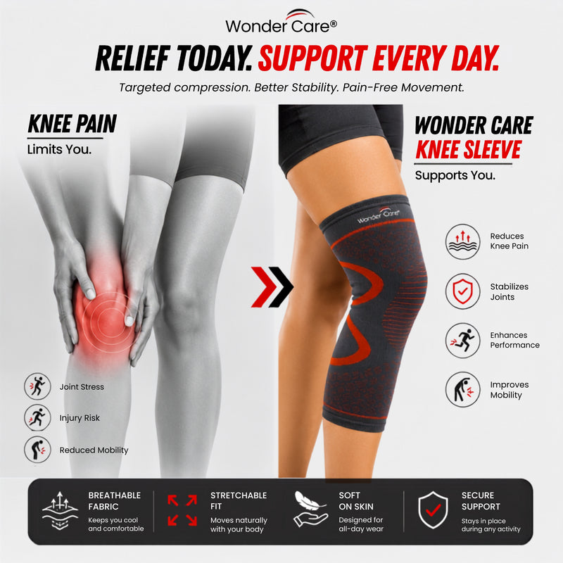 Wonder Care Knee Brace Compression Sleeve - Pack of 2