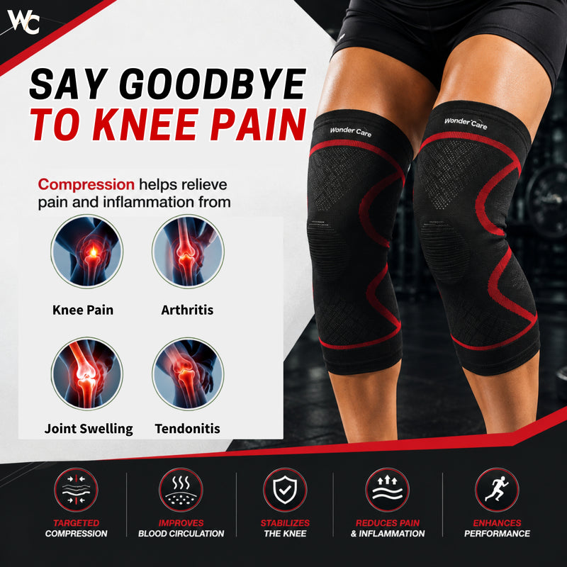 Wonder Care Knee Brace Compression Sleeve - Pack of 2