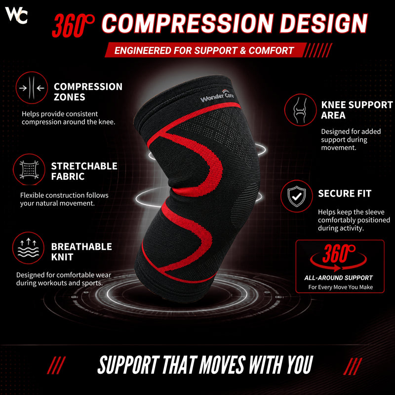 Wonder Care Knee Brace Compression Sleeve - Pack of 2
