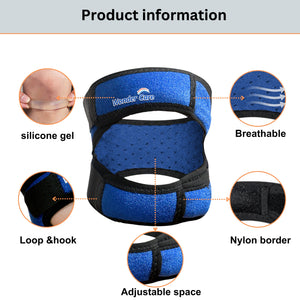 BUY 1 Get 1 FREE Adjustable Knee Neoprene Blend Brace For Pain, Patella, Strap For Workout, Sports, Arthritis, Acl, Mcl, Meniscus Tear Patellar Tendon Support Men & Women Free Size (Blue/Black)