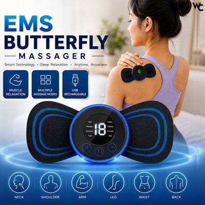 Wonder Care EMS Butterfly Body Massager Machine for Pain Relief | Full Body Electric Massager for Men & Women | Rechargeable Neck, Back, Shoulder, Leg & Foot Massager for Cervical & Muscle Pain Relief