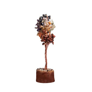 Wonder Care Seven Chakra Natural Healing Reiki Crystal Bonsai Lucky Money Tree for Happiness, Wealth and Prosperity Feng Shui Home Office Decor Spiritual Gift