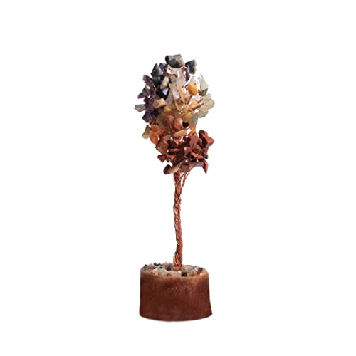 Wonder Care Seven Chakra Natural Healing Reiki Crystal Bonsai Lucky Money Tree for Happiness, Wealth and Prosperity Feng Shui Home Office Decor Spiritual Gift