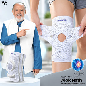 Wonder Care Adjustable Wrap Knee Support Brace, Air Mesh Fabric Knee Brace Cap for Pain Relief, Sports, Arthritis, Running Protection