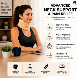 Wonder Care Soft Neck Brace Cervical Collar, Adjustable Collar Neck Support Brace for Sleeping, Neck Brace for Neck Pain and Support for Women & Men, Breathable Material for Home Office Travel