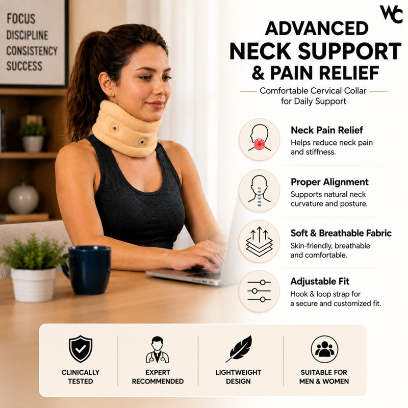 Wonder Care Soft Neck Brace Cervical Collar, Adjustable Collar Neck Support Brace for Sleeping, Neck Brace for Neck Pain and Support for Women & Men, Breathable Material for Home Office Travel