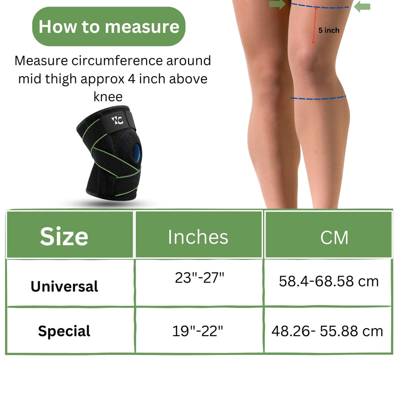 Wonder Care Neoprene Blend Adjustable Knee Support With Anti-Slip Silicon Strip,Breathable Patella Knee Brace Cap For Pain Relief,Sports, Arthritis Protection For Men & Women Free Size