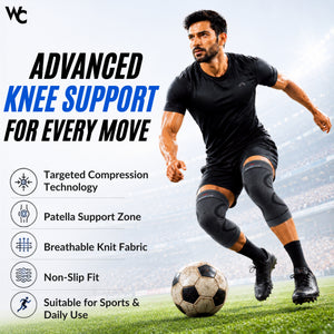 Black Bamboo Knee Sleeves for Men/Women, Knee Support for Running, Gym, Badminton, Sports, Compression Knee Sleeves | Perfect Knee Brace for Knee Pain and Enhanced Comfort