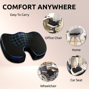 Wonder Care Orthopedic Coccyx Cusion | High Density Memory Foam for Back Pain, Sciatica, Tailbone Relief | 2 Years Warranty