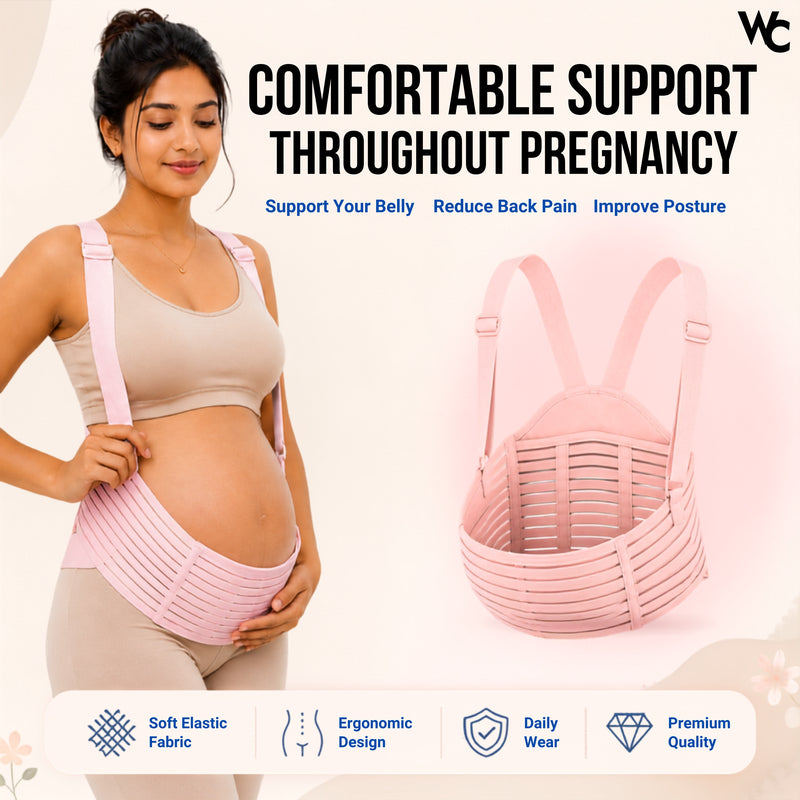 Wonder Care Pregnancy Support Belt for Women | Maternity Belly Band with Shoulder Straps | Adjustable Back Support Belt for Lower Back Pain Relief | Baby Bump Waist Support | Lumbo Sacral Maternity Belt During Pregnancy