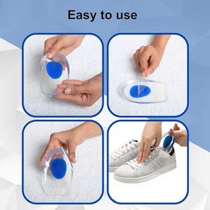 BUY 1 Get 1 FREE Wonder Care Gel Heel Cushion for Heel Pain Relief Women and Men | Silicone Heel Pad | Plantar Fascitis Inserts Heel Spur Pads| Achillies Heel Support| Cushion Heel Inserts | Small & Large, Pair 1 & 2