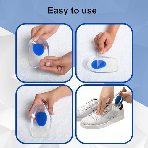 BUY 1 Get 1 FREE Wonder Care Gel Heel Cushion for Heel Pain Relief Women and Men | Silicone Heel Pad | Plantar Fascitis Inserts Heel Spur Pads| Achillies Heel Support| Cushion Heel Inserts | Small & Large, Pair 1 & 2