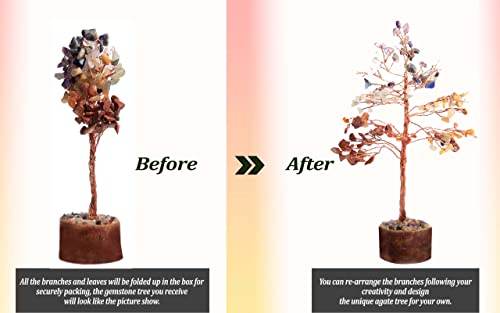 Wonder Care Seven Chakra Natural Healing Reiki Crystal Bonsai Lucky Money Tree for Happiness, Wealth and Prosperity Feng Shui Home Office Decor Spiritual Gift
