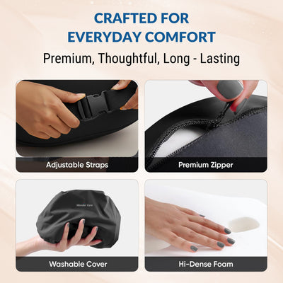 Wonder Care Memory Foam Seat Cushion & Lumbar Back Support Combo for Office Chair & Car | Orthopedic Coccyx Cushion for Tailbone Pain Relief | Back Support Pillow for Chair, Driving & Work From Home