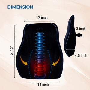 Wonder Care Memory Foam Seat Cushion & Lumbar Back Support Combo for Office Chair & Car | Orthopedic Coccyx Cushion for Tailbone Pain Relief | Back Support Pillow for Chair, Driving & Work From Home