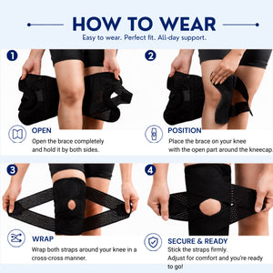 Adjustable Wrap Knee Support Brace, Air Mesh Fabric Knee Brace Cap for Pain Relief, Sports, Arthritis, Running Protection