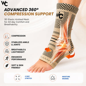 Wonder Care Ankle Support for Sprained Ankle Injury, Ankle Brace for Plantar Fasciitis Anklet Wrap Pain Relief Men & Women Achilles Tendon