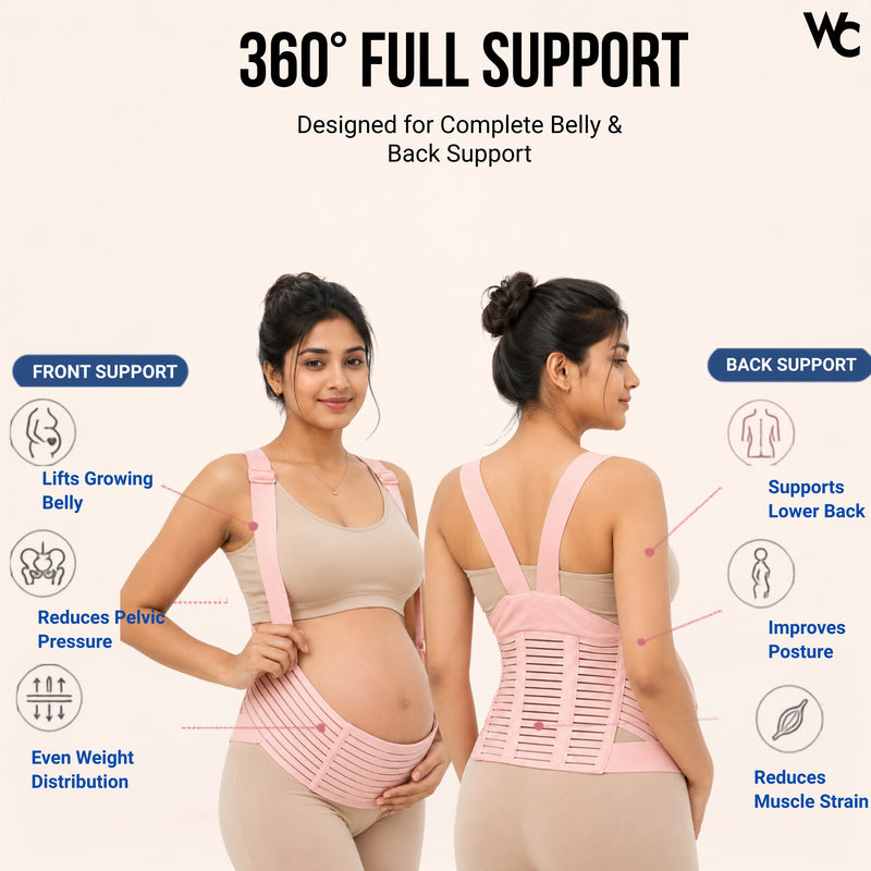 Wonder Care Pregnancy Support Belt for Women | Maternity Belly Band with Shoulder Straps | Adjustable Back Support Belt for Lower Back Pain Relief | Baby Bump Waist Support | Lumbo Sacral Maternity Belt During Pregnancy