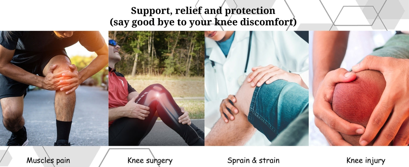 BUY 1 Get 1 FREE Knee Sleeve Knee Brace Compression Knee Sleeve For Men And Women Knee Support Running Knee Sleeve Workout Knee Sleeve Gym Hiking Sports Running Gym [Grey/Black] All Sizes