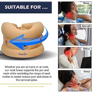 Wonder Care Soft Neck Brace Cervical Collar, Adjustable Collar Neck Support Brace for Sleeping, Neck Brace for Neck Pain and Support for Women & Men, Breathable Material for Home Office Travel