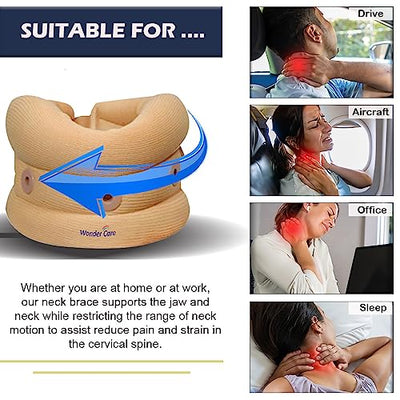 Wonder Care Soft Neck Brace Cervical Collar, Adjustable Collar Neck Support Brace for Sleeping, Neck Brace for Neck Pain and Support for Women & Men, Breathable Material for Home Office Travel
