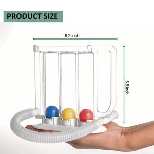 Wonder Care- Deep Breathing Lung Exerciser - 3 Balls Incentive Spirometer - Small and Washable for Adults, White, Pack of 1