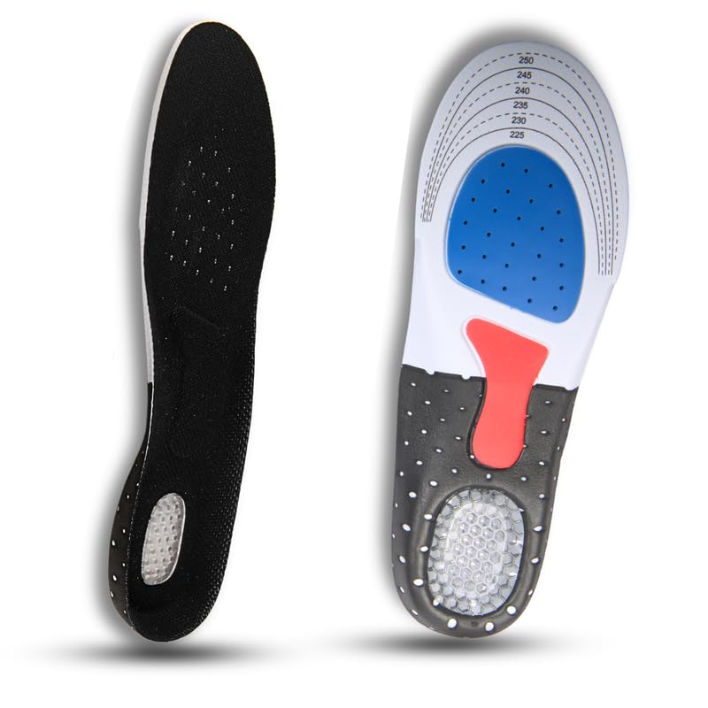 BUY 1 Get 1 FREE Wonder Care Trimmable Shoe Inserts for Men and Women, Silicone Gel Insoles| Shoe Pads for Sport Running| Shoe Inserts Pad |Shock Absorption Orthotics with a massaging insole(Size-9.5-15.5 UK)
