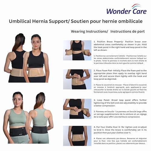 Wonder Care- Umbilical Hernia Support Belt Abdominal Binder for Belly Button Hernias or Navel Hernias, Hernia pain relief Brace