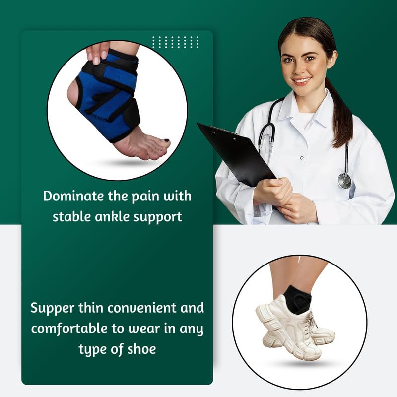 Wonder Care Ankle Support Brace Black & Blue Pack of 2