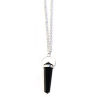 Natural Hexagonal Crystal Quartz Pendant Black
