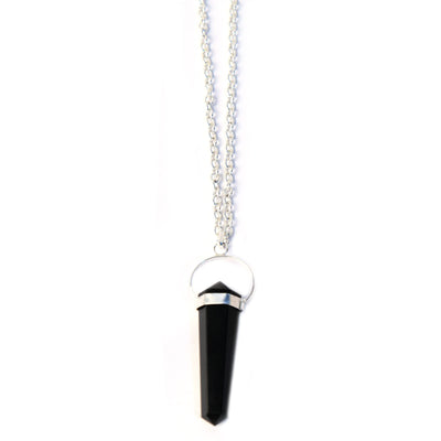 Natural Hexagonal Crystal Quartz Pendant Black