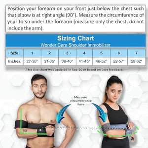 Wonder Care-Left Right Shoulder Immobilizer Arm Sling Elastic Brace for Clavicle Collar Bone Dislocation Subluxation Shoulder stabilizer Compression Brace After Rotator Cuff Surgery - Black
