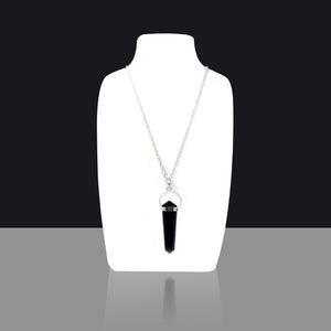 Natural Hexagonal Crystal Quartz Pendant Black
