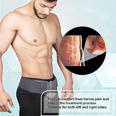 Wonder Care- Grey Hernia belt for men Truss Brace with one removable compression pad
