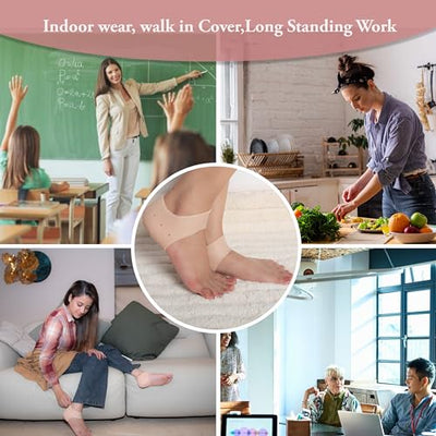 Wonder Care Pair of 1 & 2 Silicone Heels Protectors for Moisturizing Heels, Cracked Heel Protection, Relief Blister, Heel Spurs, and Plantar Fascitis Wrap| Heel Gel Socks| Stretchable| Unisex, Beige