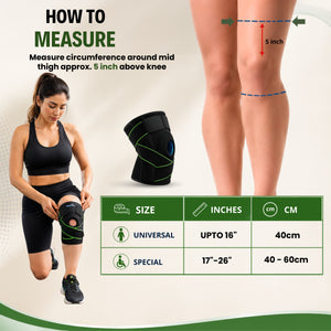 Wonder Care Neoprene Blend Adjustable Knee Support With Anti-Slip Silicon Strip,Breathable Patella Knee Brace Cap For Pain Relief,Sports, Arthritis Protection For Men & Women