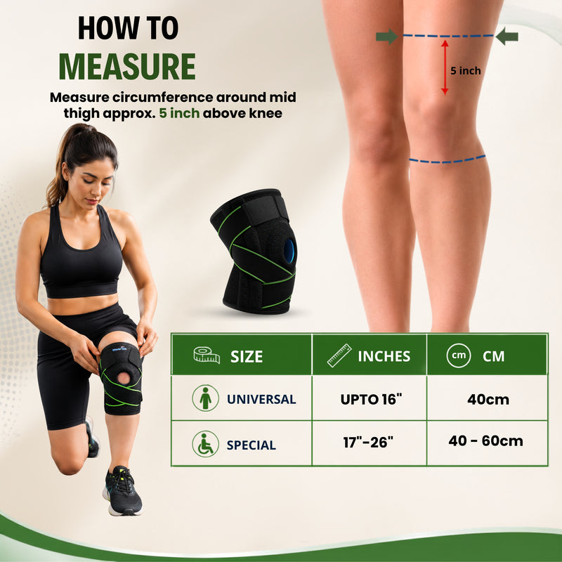 Wonder Care Neoprene Blend Adjustable Knee Support With Anti-Slip Silicon Strip,Breathable Patella Knee Brace Cap For Pain Relief,Sports, Arthritis Protection For Men & Women