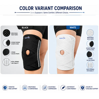 Wonder Care Adjustable Wrap Knee Support Brace, Air Mesh Fabric Knee Brace Cap for Pain Relief, Sports, Arthritis, Running Protection