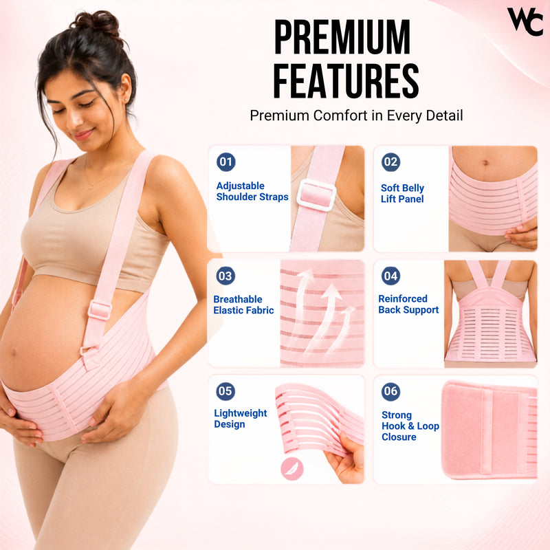 Wonder Care Pregnancy Support Belt for Women | Maternity Belly Band with Shoulder Straps | Adjustable Back Support Belt for Lower Back Pain Relief | Baby Bump Waist Support | Lumbo Sacral Maternity Belt During Pregnancy