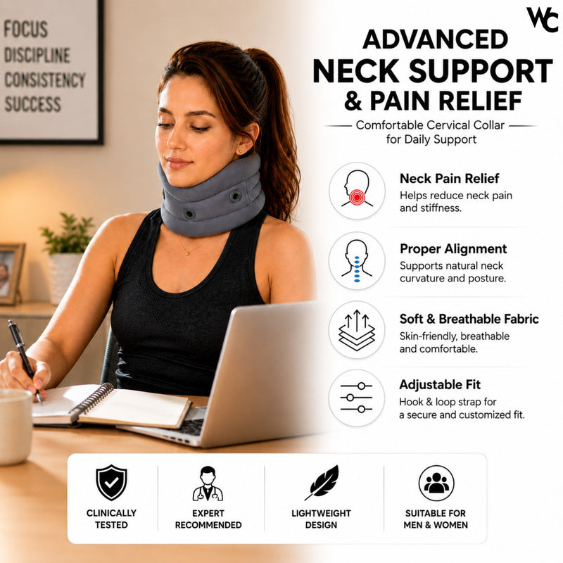 Wonder Care Soft Neck Brace Cervical Collar, Adjustable Collar Neck Support Brace for Sleeping, Neck Brace for Neck Pain and Support for Women & Men, Breathable Material for Home Office Travel